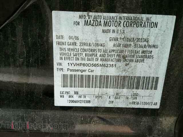 2006 MAZDA 6 - VIN: 1YVHP80D565M62351 - Photo 10