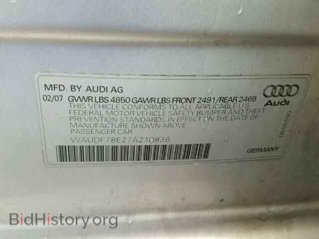 2007 AUDI A4 - VIN: WAUDF78E27A210836 - Фото 10
