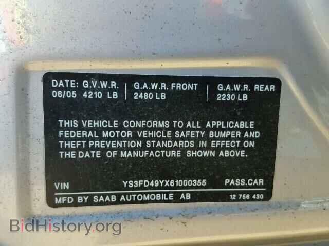 2006 SAAB 9 3 - VIN: YS3FD49YX61000355 - Фото 10