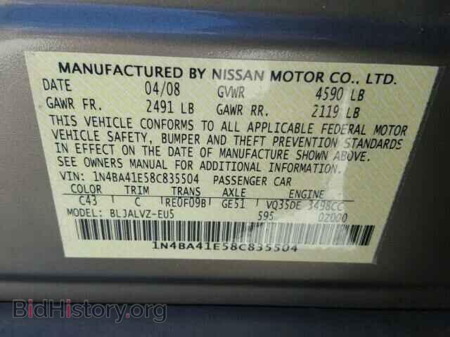 2008 NISSAN MAXIMA - VIN: 1N4BA41E58C835504 - Фото 10
