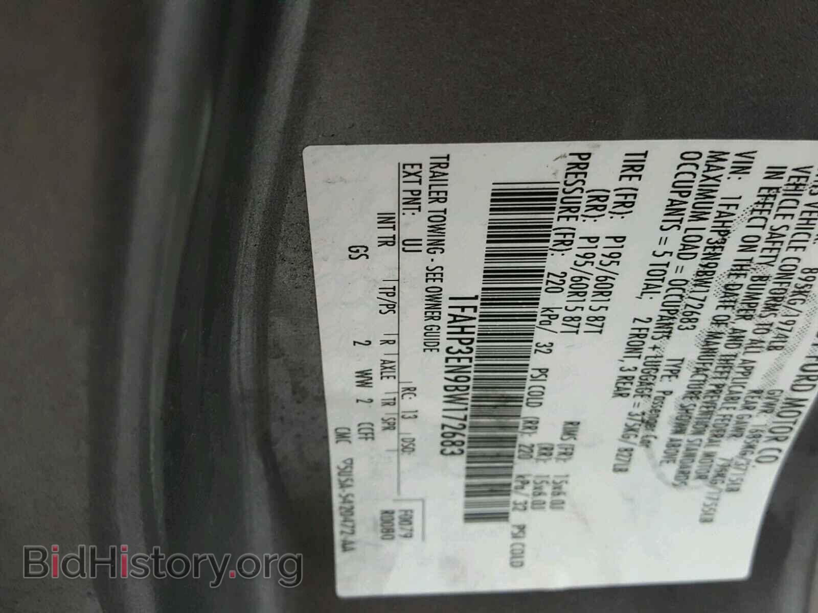2011 FORD FOCUS - VIN: 1FAHP3EN9BW172683 - Фото 10