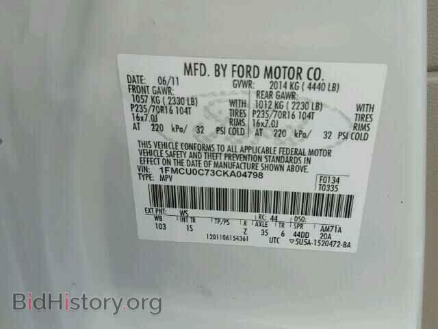 2012 FORD ESCAPE - VIN: 1FMCU0C73CKA04798 - Photo 10