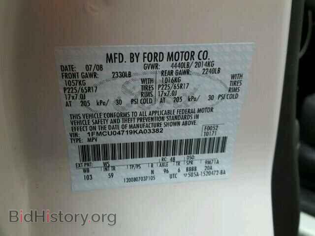 2009 FORD ESCAPE - VIN: 1FMCU04719KA03382 - Фото 10