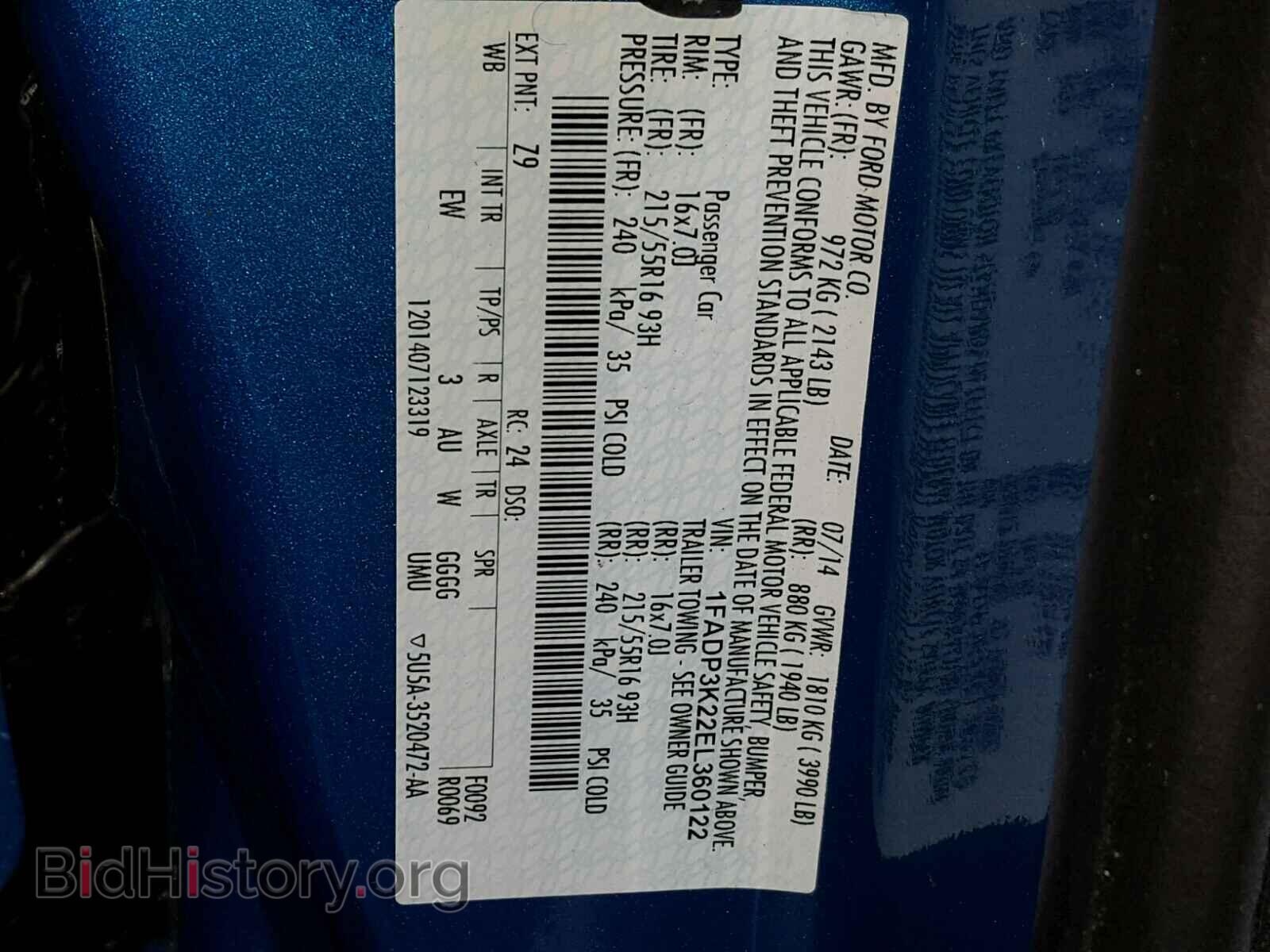 2014 FORD FOCUS - VIN: 1FADP3K22EL360122 - Photo 10