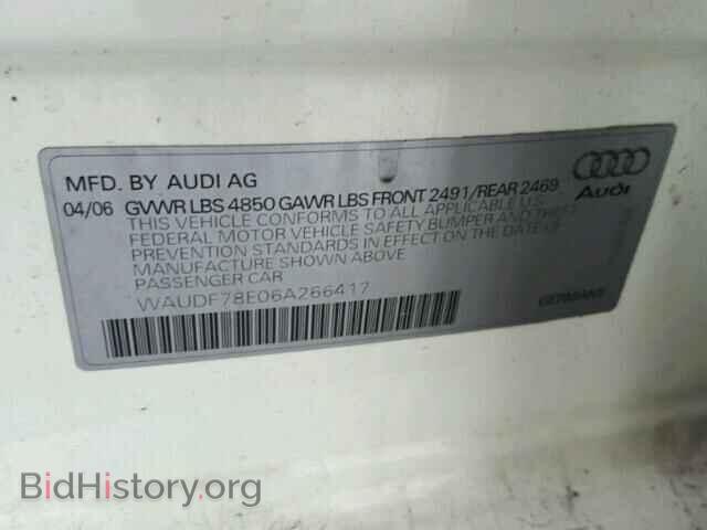 2006 AUDI A4 - VIN: WAUDF78E06A266417 - Фото 10