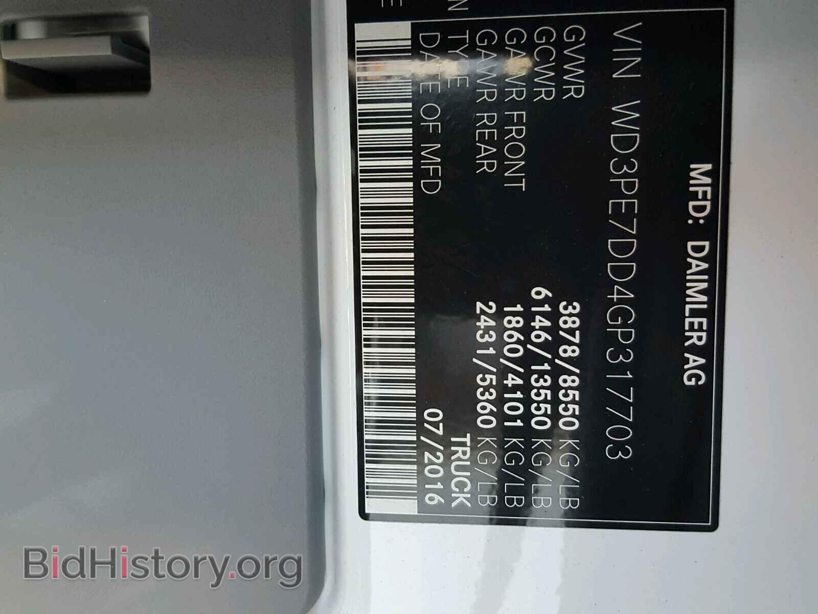 2016 MERCEDES-BENZ SPRINTER - VIN: WD3PE7DD4GP317703 - Фото 10