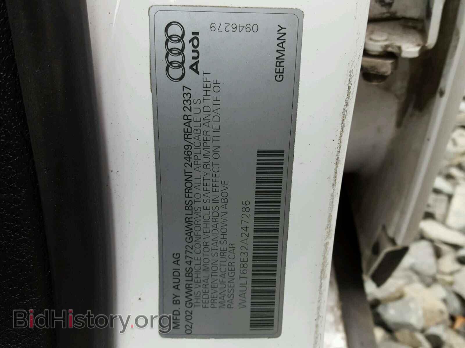 2002 AUDI A4 - VIN: WAULT68E32A247286 - Фото 10