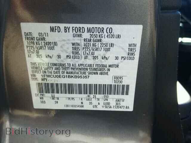 2011 FORD ESCAPE - VIN: 1FMCU0EG1BKB95357 - Photo 10