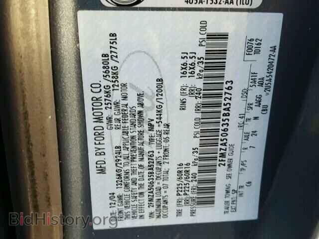 2005 FORD FREESTAR - VIN: 2FMZA50635BA52763 - Фото 10
