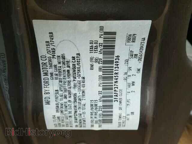 2005 FORD FOCUS - VIN: 3FAFP37N45R134936 - Фото 10