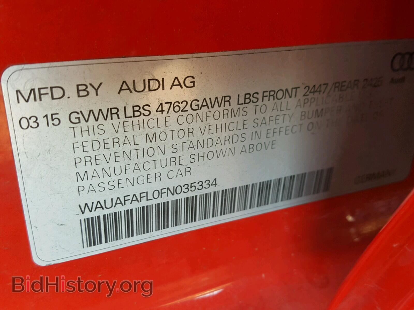 2015 AUDI A4 - VIN: WAUAFAFL0FN035334 - Фото 10