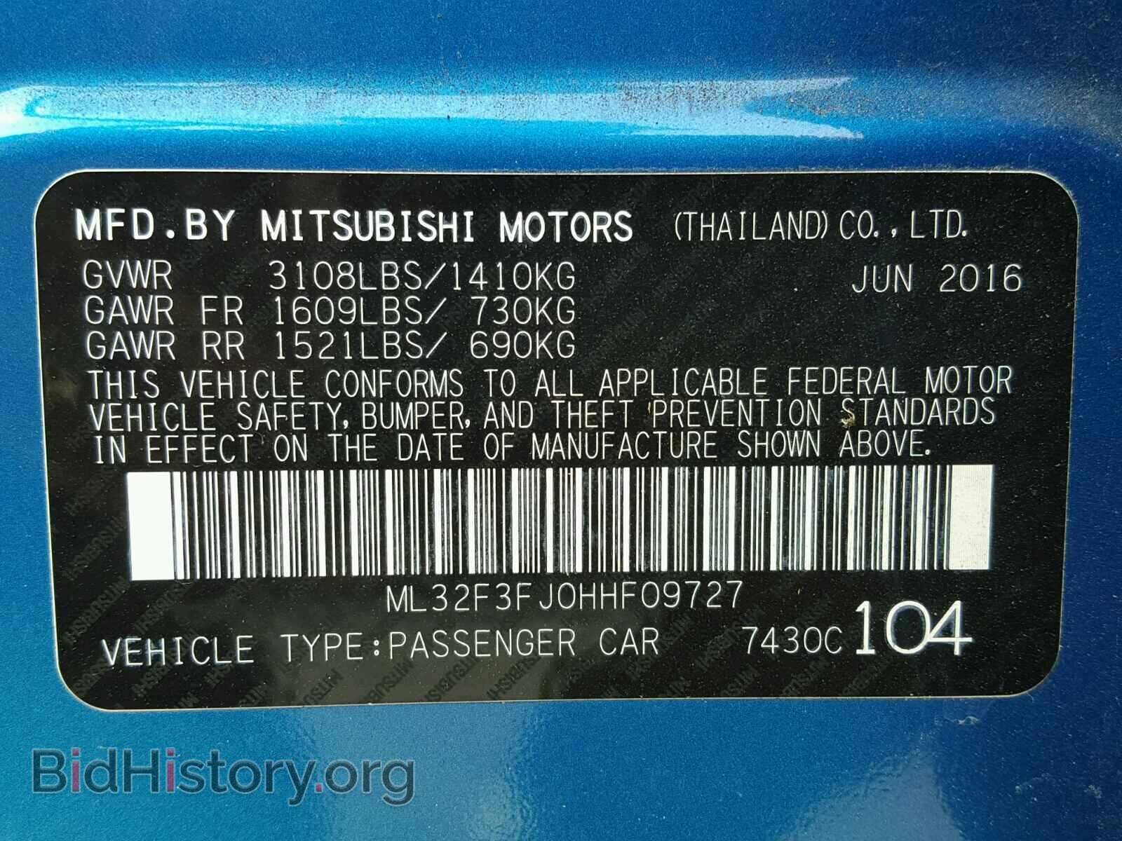 2017 MITSUBISHI MIRAGE - VIN: ML32F3FJ0HHF09727 - Фото 10