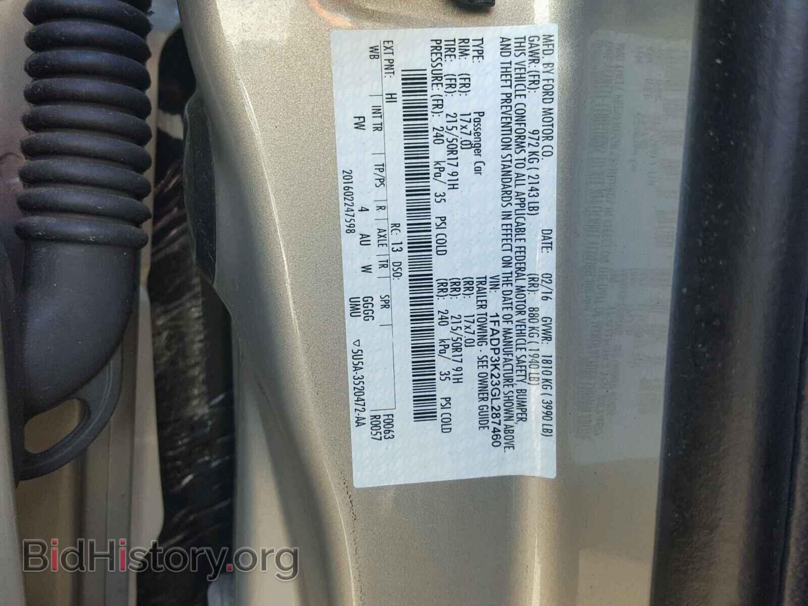 2016 FORD FOCUS - VIN: 1FADP3K23GL287460 - Фото 10