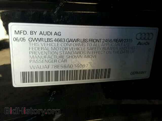 2006 AUDI A4 - VIN: WAUAF78E56A014097 - Фото 10
