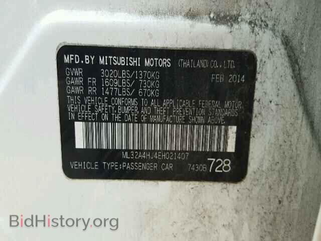 2014 MITSUBISHI MIRAGE - VIN: ML32A4HJ4EH021407 - Фото 10