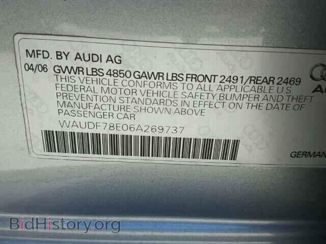 2006 AUDI A4 - VIN: WAUDF78E06A269737 - Фото 10