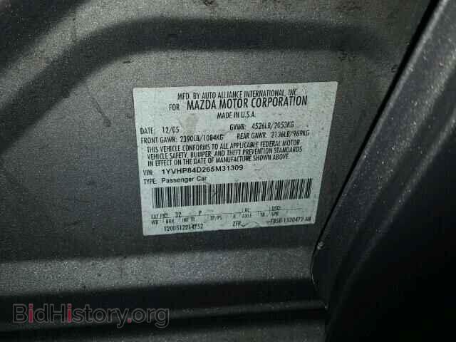 2006 MAZDA 6 - VIN: 1YVHP84D265M31309 - Фото 10