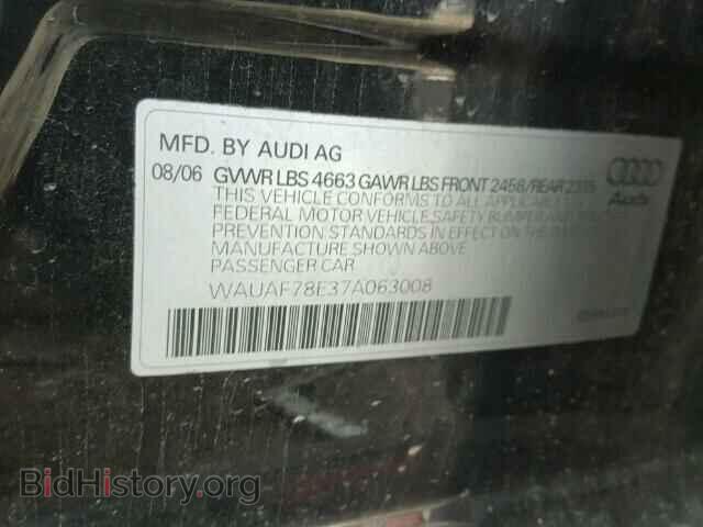 2007 AUDI A4 - VIN: WAUAF78E37A063008 - Фото 10