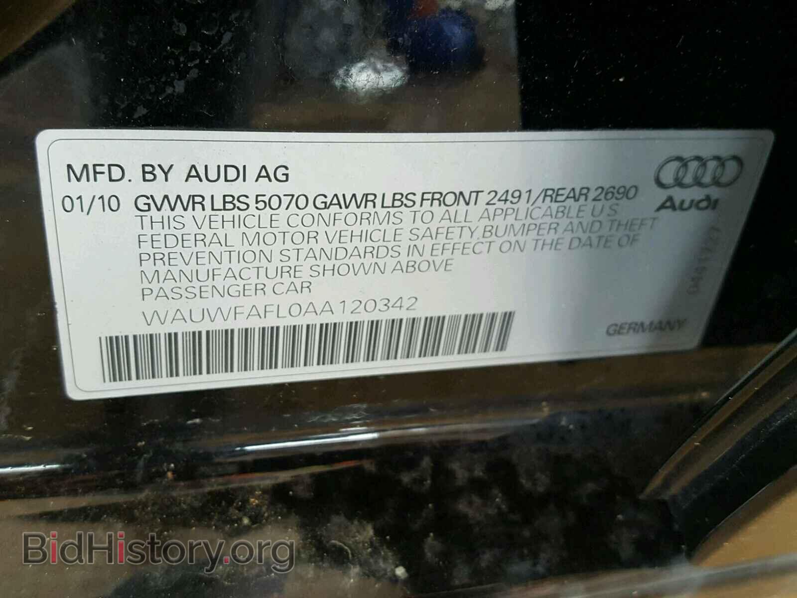 2010 AUDI A4 - VIN: WAUWFAFL0AA120342 - Фото 10