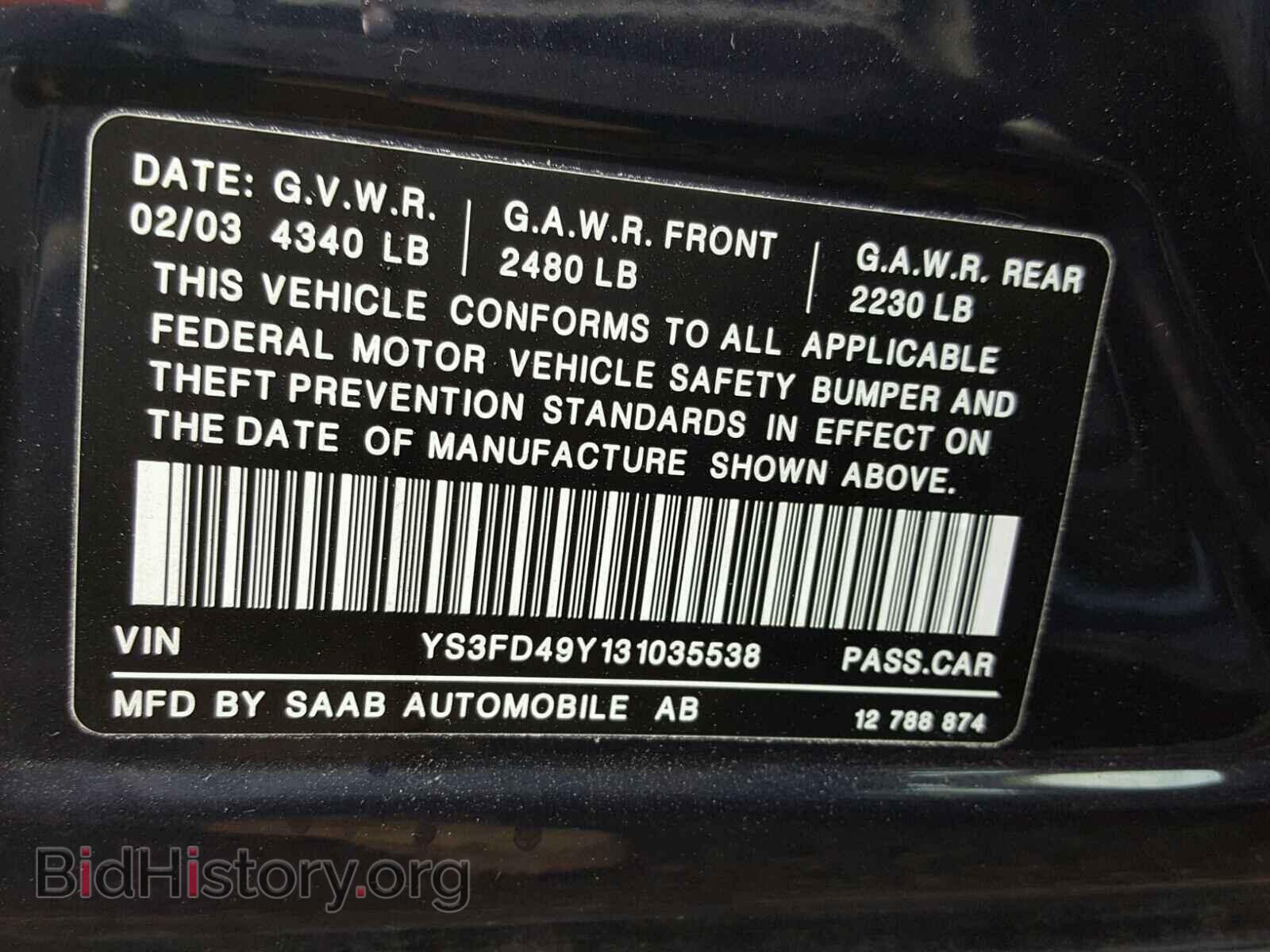 2003 SAAB 9 3 - VIN: YS3FD49Y131035538 - Photo 10
