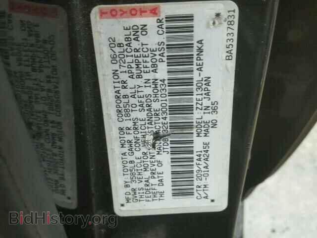 2003 TOYOTA COROLLA - VIN: JTDBR32E430010334 - Фото 10