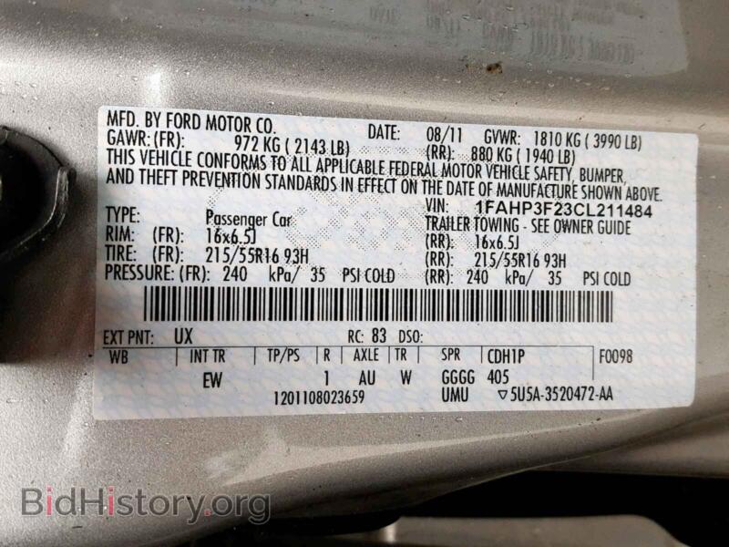 2012 Ford FOCUS SE (VIN 1FAHP3F23CL211484) — фото 10 из 10