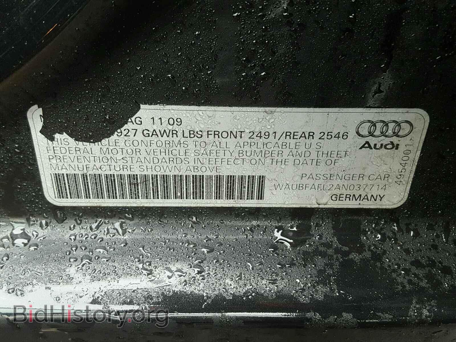 2010 AUDI A4 - VIN: WAUBFAFL2AN037714 - Фото 10