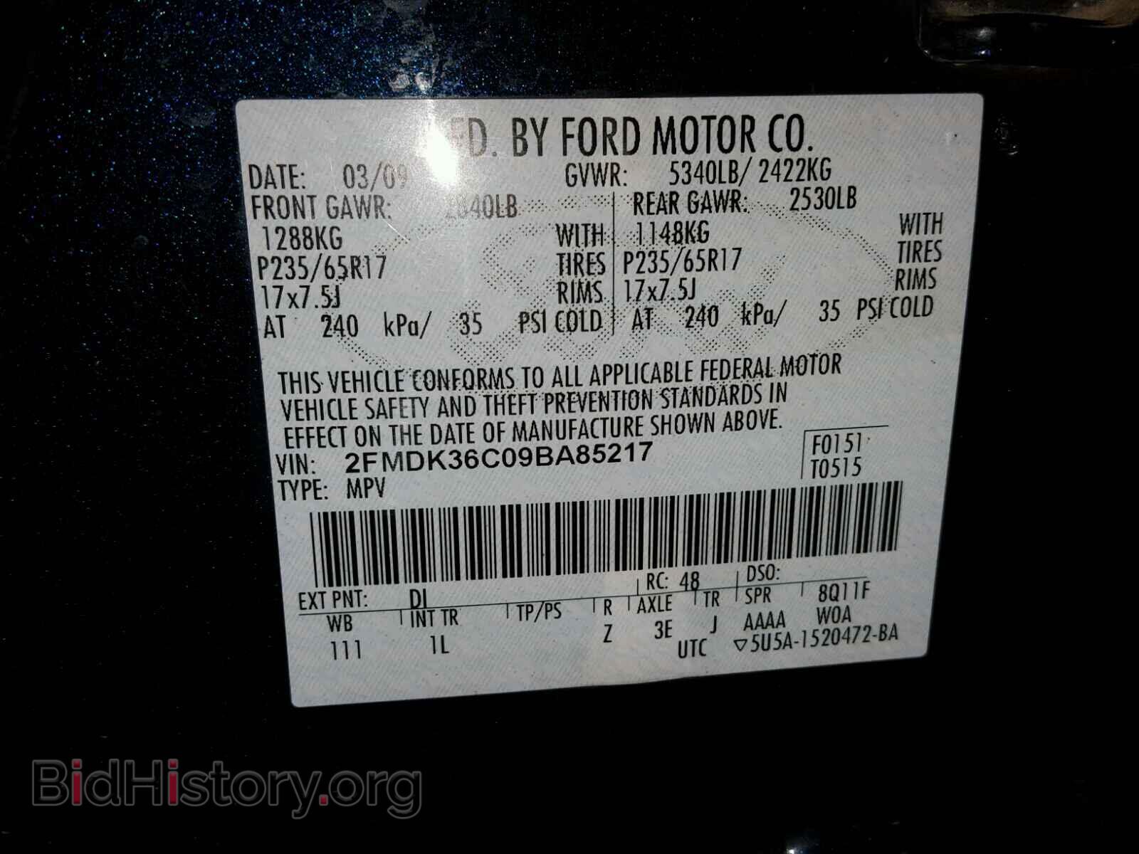 2009 FORD EDGE - VIN: 2FMDK36C09BA85217 - Фото 10