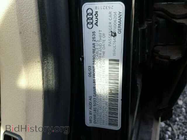 2004 AUDI A6 - VIN: WAULT64BX4N006204 - Фото 10
