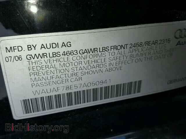 2007 AUDI A4 - VIN: WAUAF78E57A050941 - Фото 10