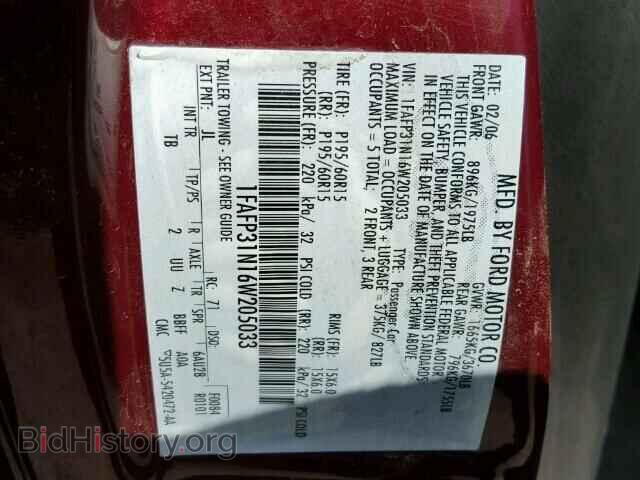2006 FORD FOCUS - VIN: 1FAFP31N16W205033 - Фото 9