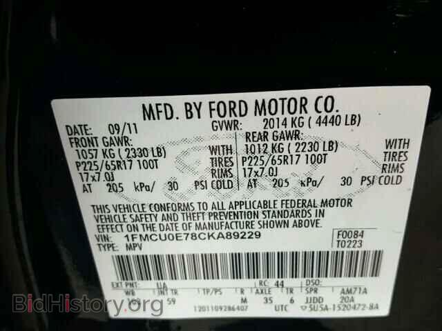 2012 FORD ESCAPE - VIN: 1FMCU0E78CKA89229 - Photo 10