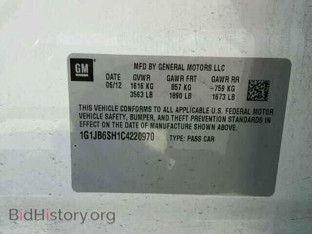 2012 CHEVROLET SONIC - VIN: 1G1JB6SH1C4220970 - Фото 10