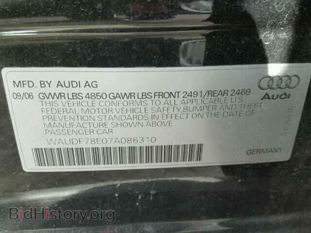 2007 AUDI A4 - VIN: WAUDF78E07A086310 - Фото 10