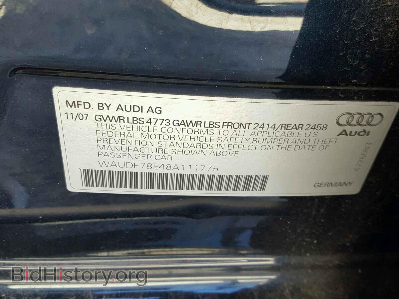 2008 AUDI A4 - VIN: WAUDF78E48A111775 - Фото 10
