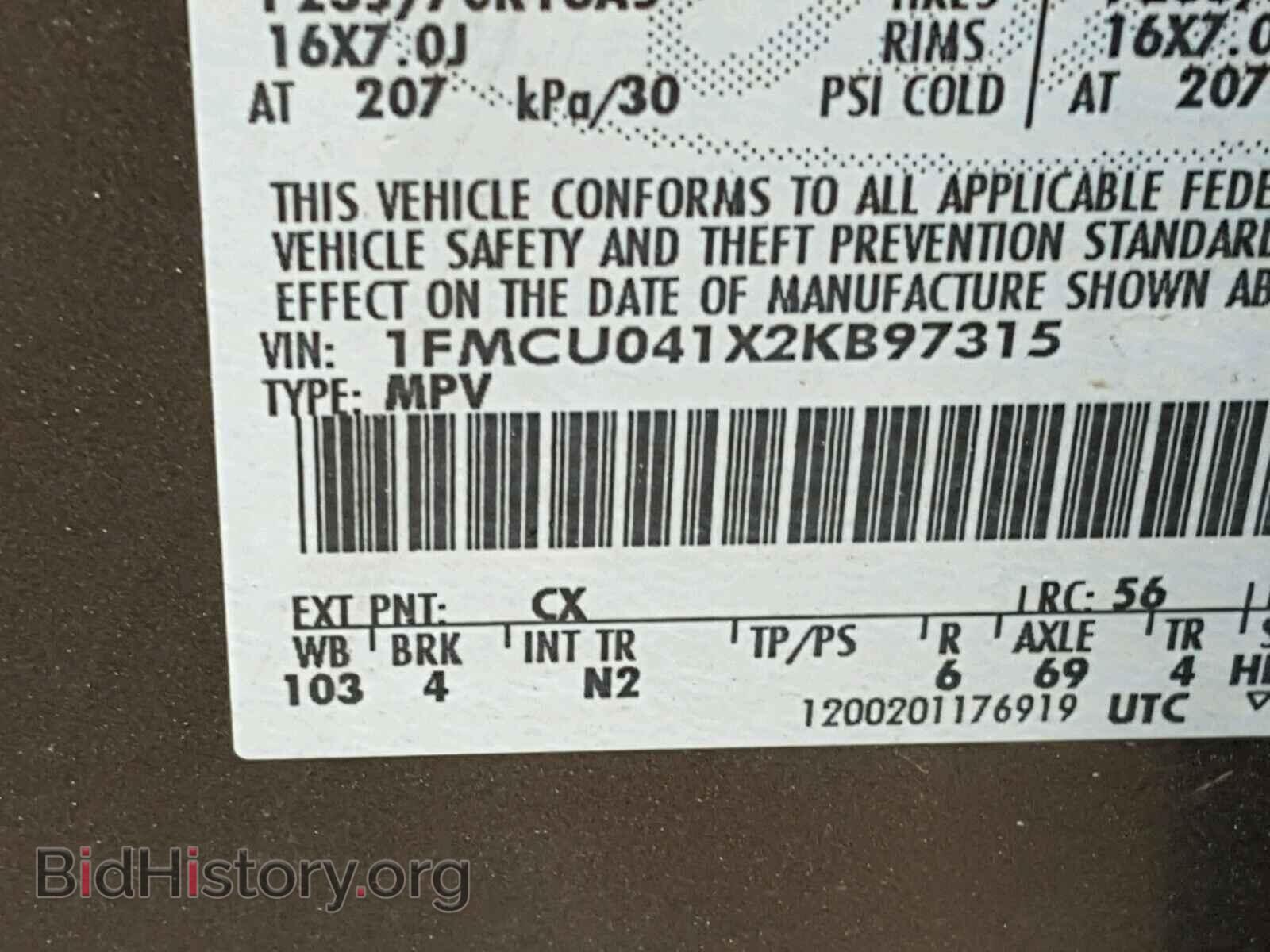 2002 FORD ESCAPE - VIN: 1FMCU041X2KB97315 - Фото 10