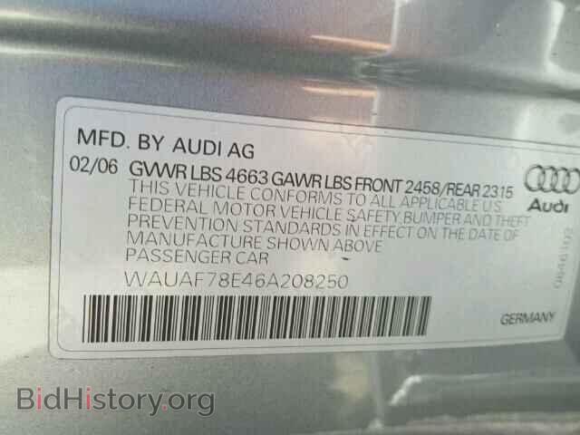 2006 AUDI A4 - VIN: WAUAF78E46A208250 - Фото 10