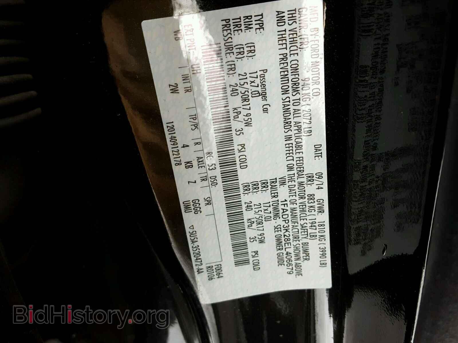 2014 FORD FOCUS - VIN: 1FADP3K28EL406679 - Фото 10