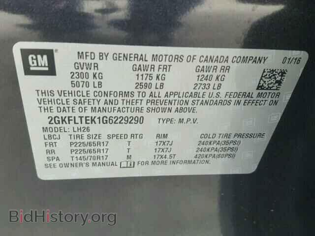 2016 GMC TERRAIN - VIN: 2GKFLTEK1G6229290 - Фото 10