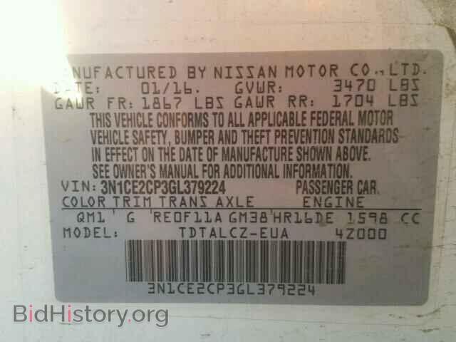 2016 NISSAN VERSA - VIN: 3N1CE2CP3GL379224 - Фото 10