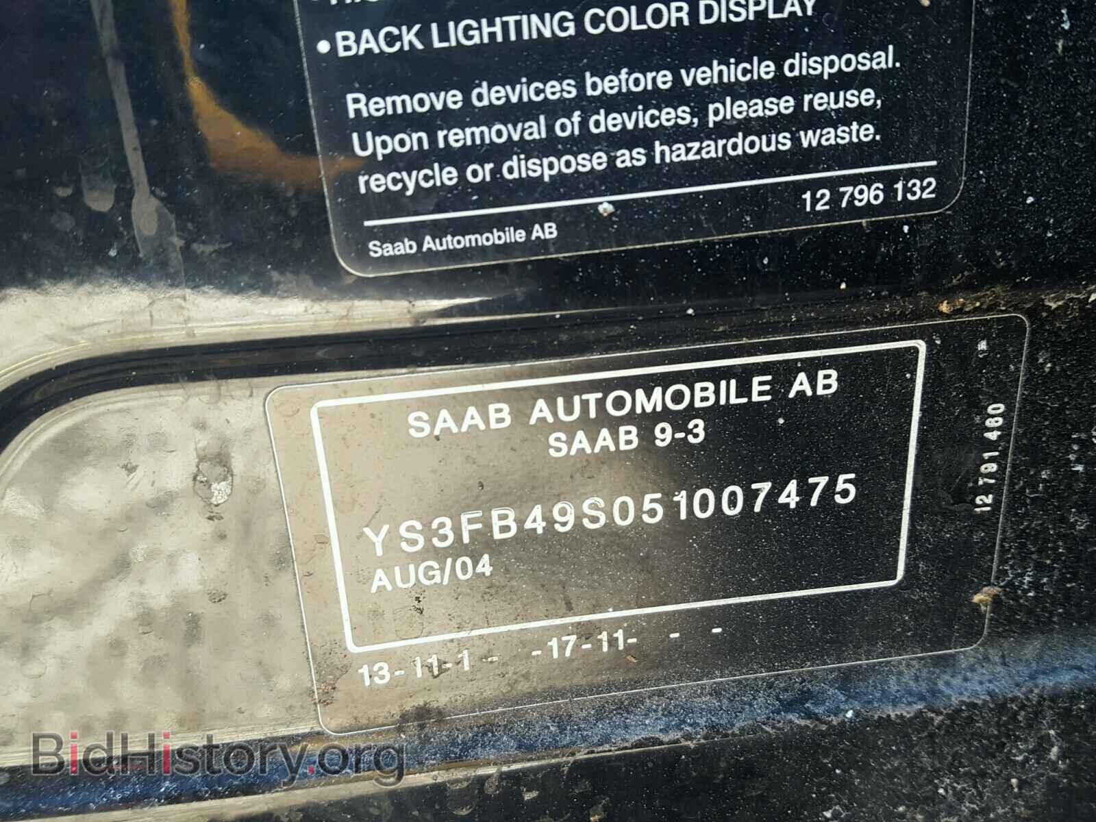 2005 SAAB 9 3 - VIN: YS3FB49S051007475 - Photo 10