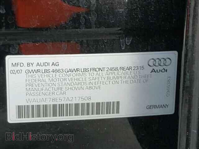2007 AUDI A4 - VIN: WAUAF78E57A217508 - Фото 10