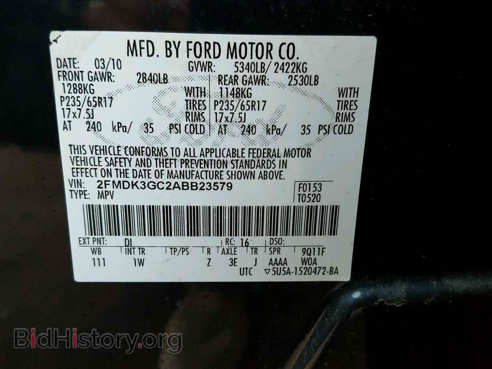 2010 FORD EDGE - VIN: 2FMDK3GC2ABB23579 - Фото 10