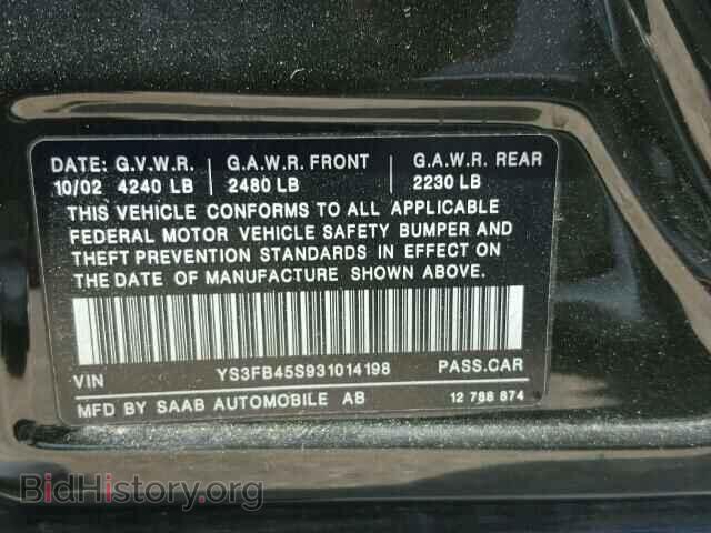 2003 SAAB 9 3 - VIN: YS3FB45S931014198 - Фото 9