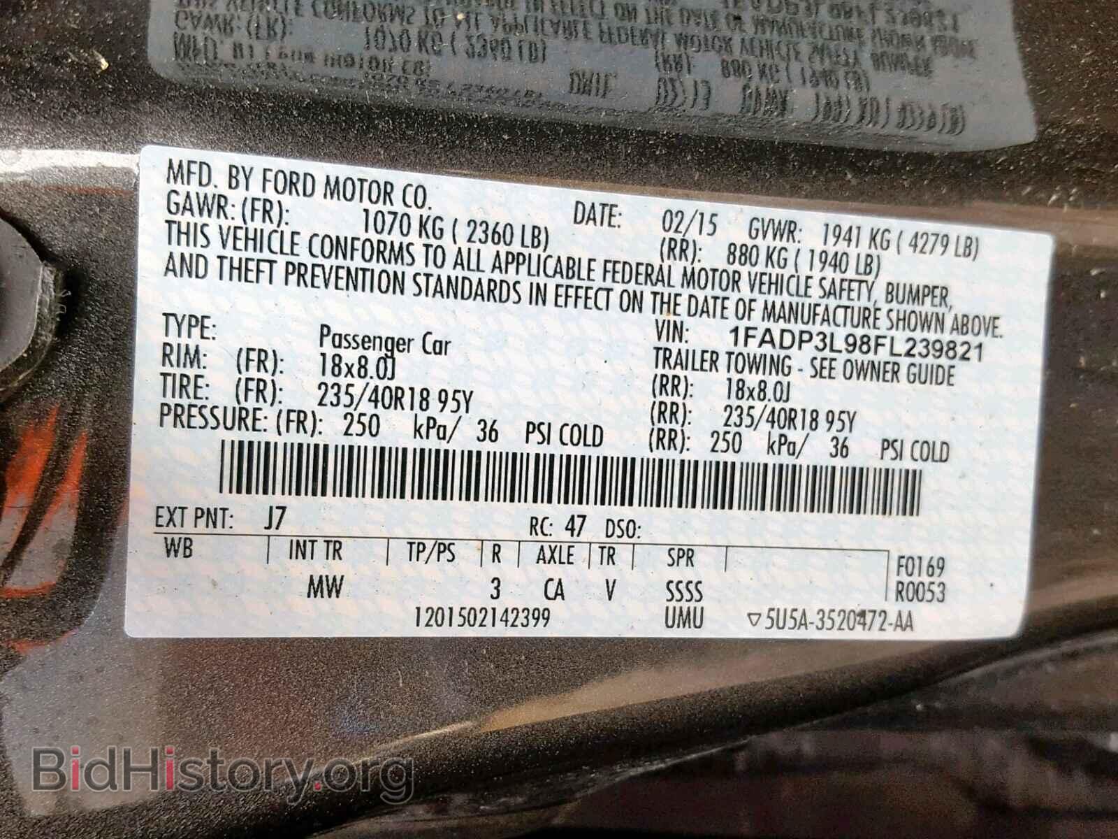 2015 FORD FOCUS - VIN: 1FADP3L98FL239821 - Photo 10