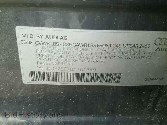 2008 AUDI A4 - VIN: WAUDF78E78A161389 - Фото 10