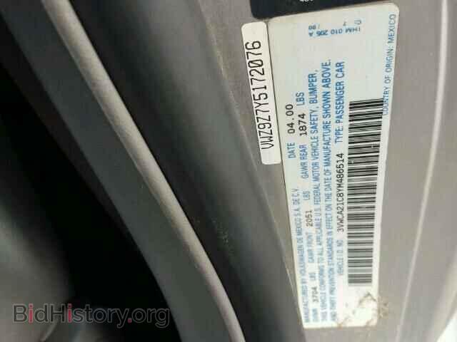 2000 VOLKSWAGEN BEETLE - VIN: 3VWCA21C8YM486514 - Фото 10