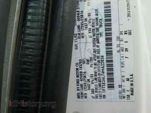 2004 FORD ECONOLINE - VIN: 1FTSE34L74HA22858 - Фото 10