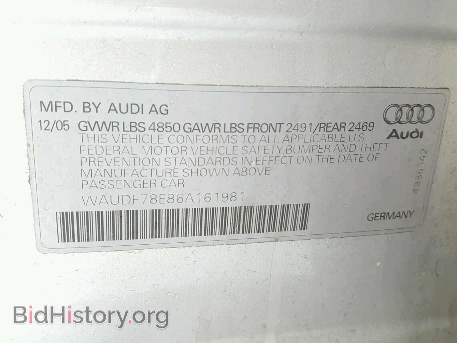 2006 AUDI A4 - VIN: WAUDF78E86A161981 - Photo 10