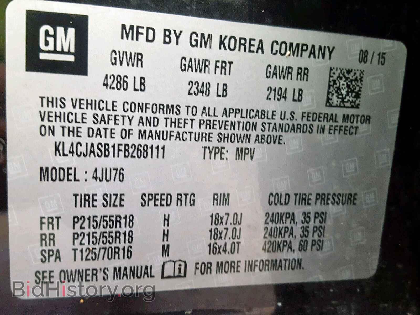 2015 BUICK ENCORE - VIN: KL4CJASB1FB268111 - Photo 10